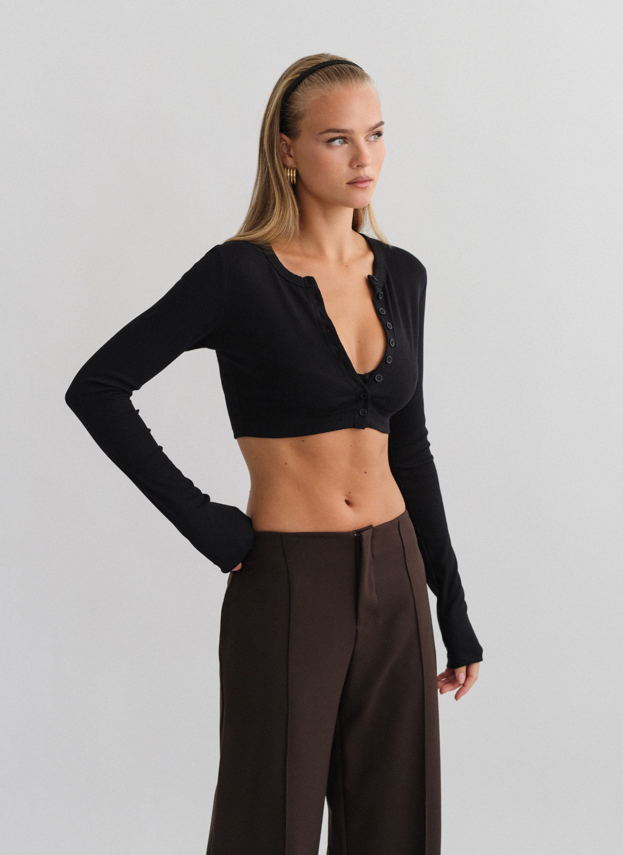 Longsleeve ribbed cropped cardigan | Mindyourstyle