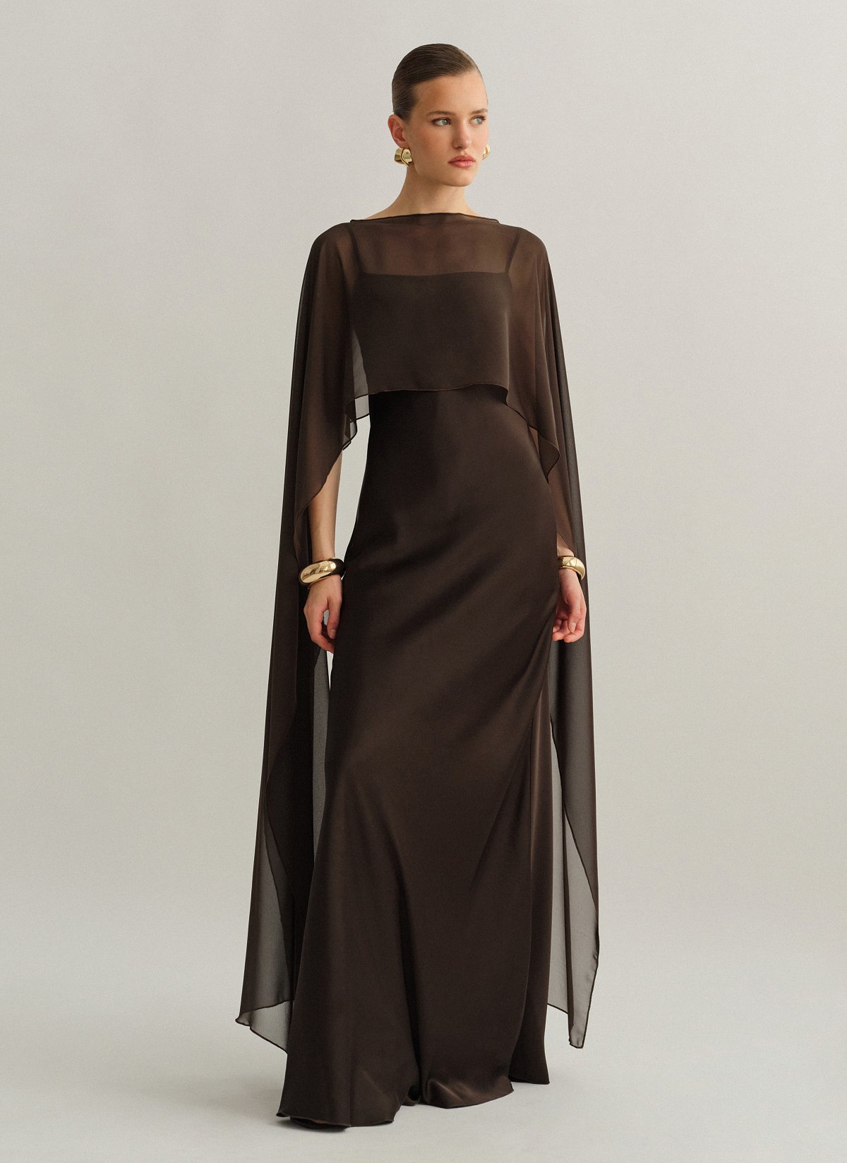 Γυναικεία ασύμμετρη ημιδιάφανη κάπα