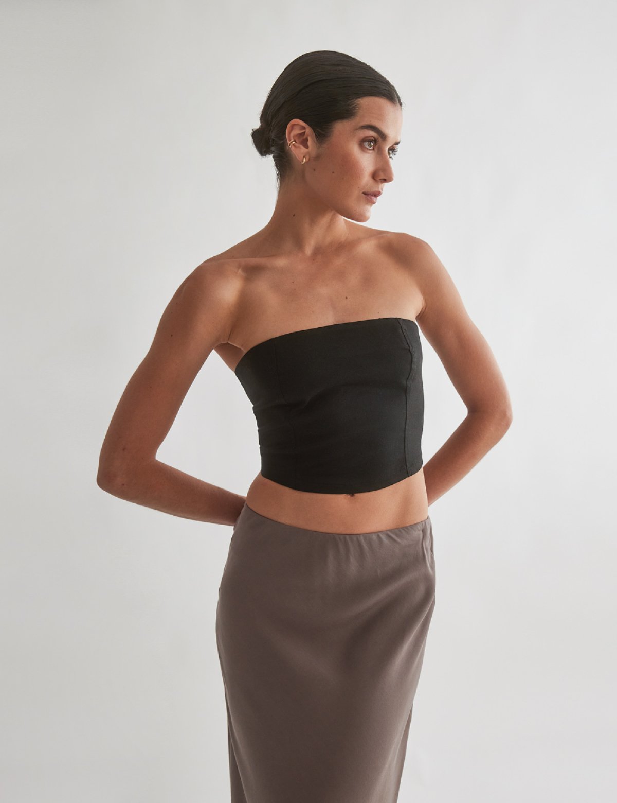 Γυναικείο υφασμάτινο στράπλες κορσέ τοπ