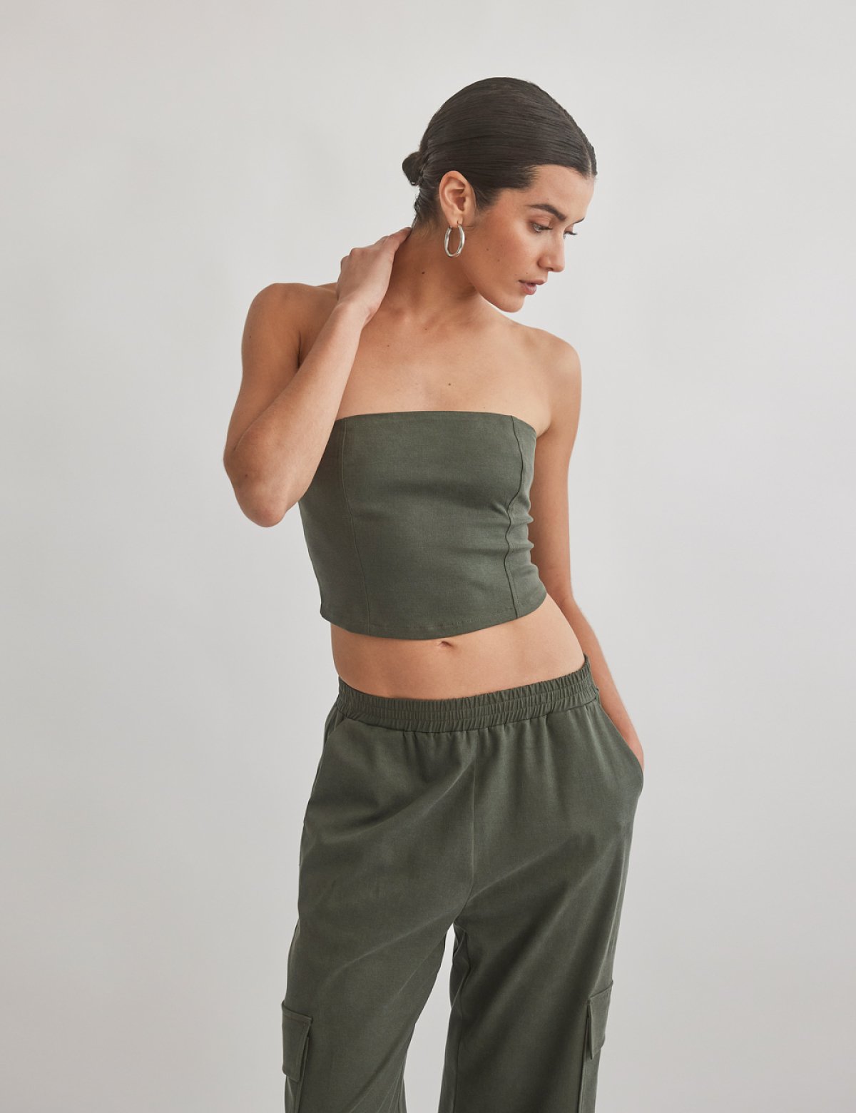 Γυναικείο υφασμάτινο στράπλες κορσέ τοπ