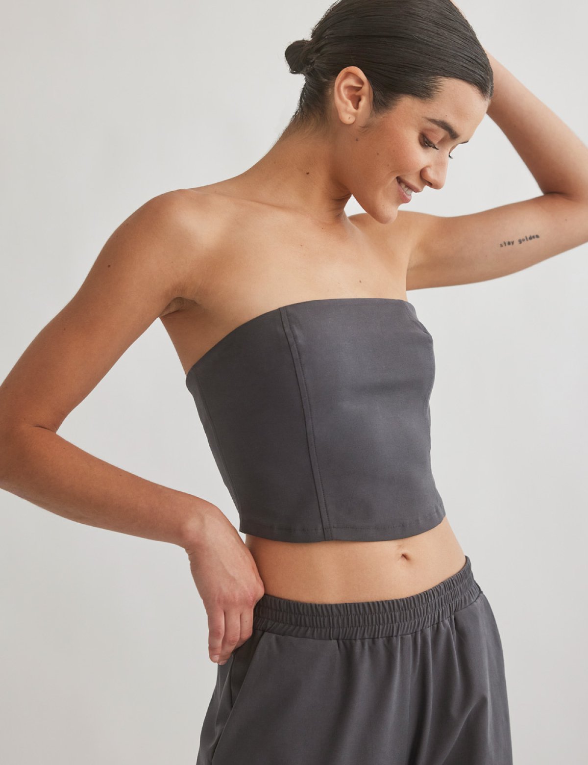 Γυναικείο υφασμάτινο στράπλες κορσέ τοπ