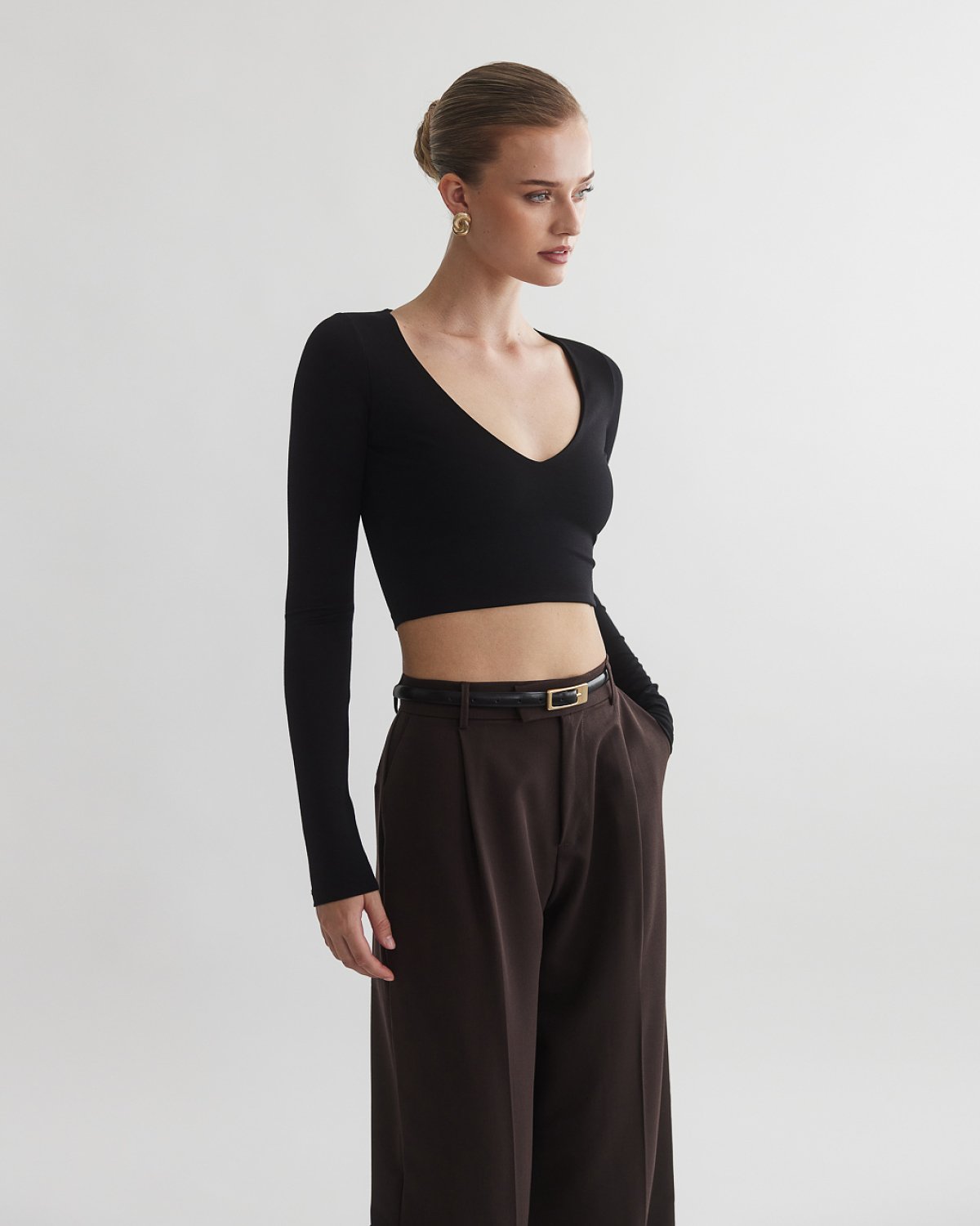 Γυναικείο μακρυμάνικο crop τοπ