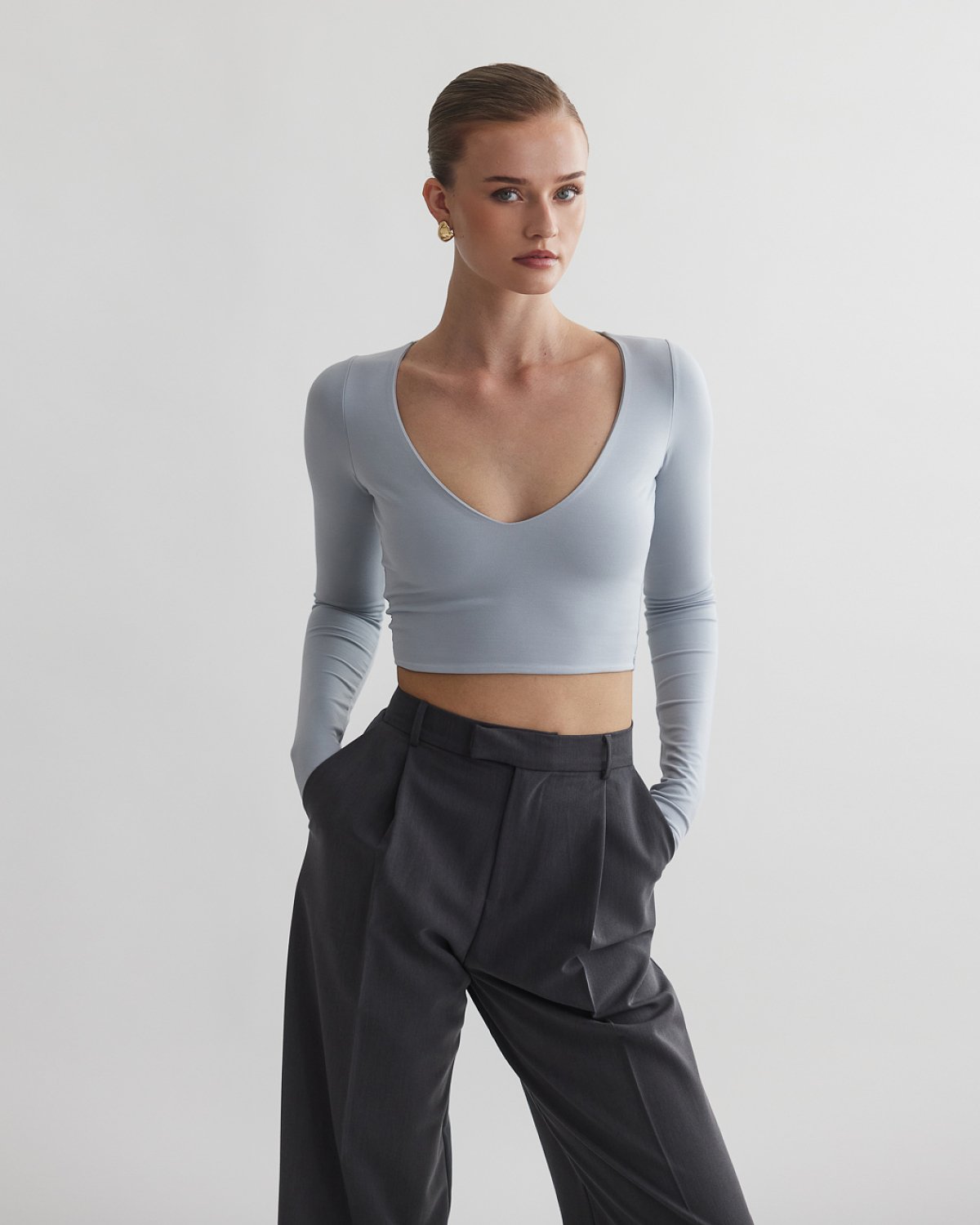 Γυναικείο μακρυμάνικο crop τοπ