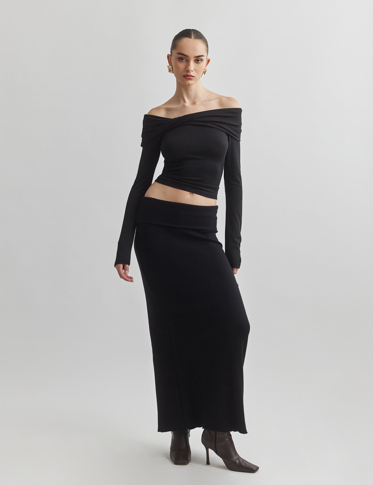 Πλεκτή μακριά φούστα-1