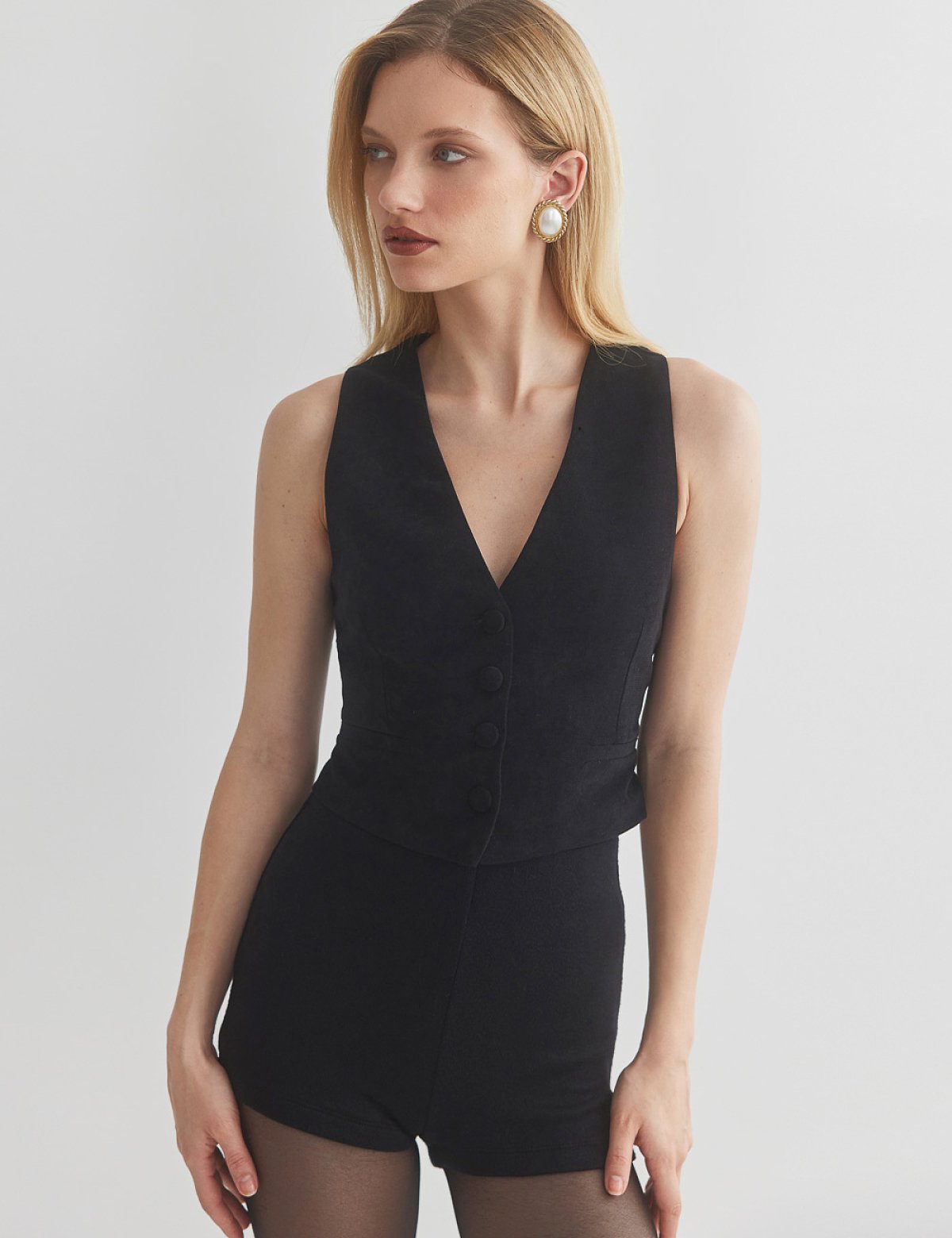 Βελούδινο κοτλέ cropped γιλέκο-8