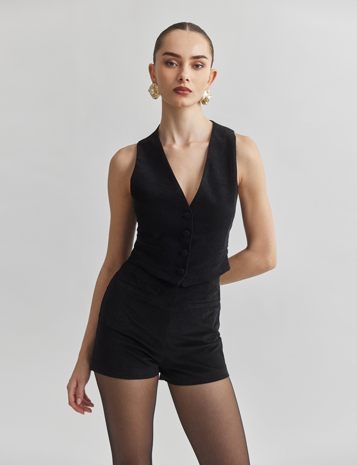 Βελούδινο κοτλέ cropped γιλέκο-7