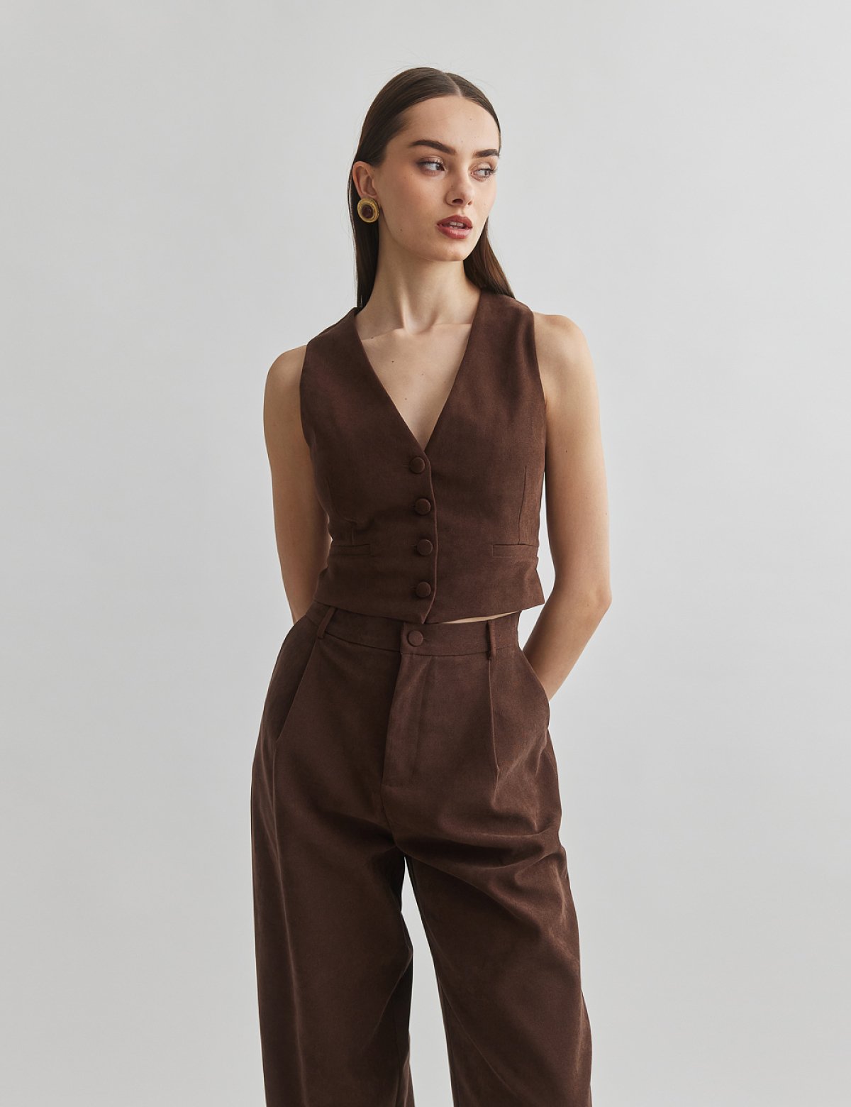 Βελούδινο κοτλέ cropped γιλέκο-2