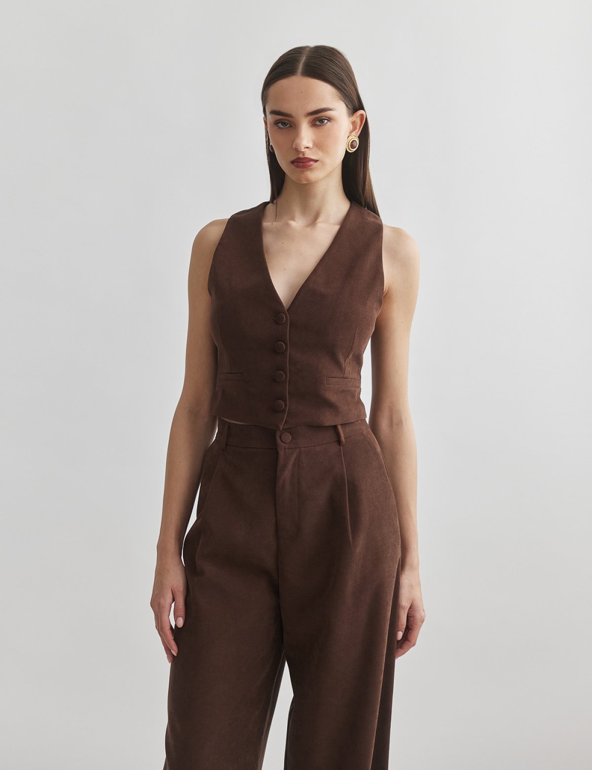 Βελούδινο κοτλέ cropped γιλέκο-3