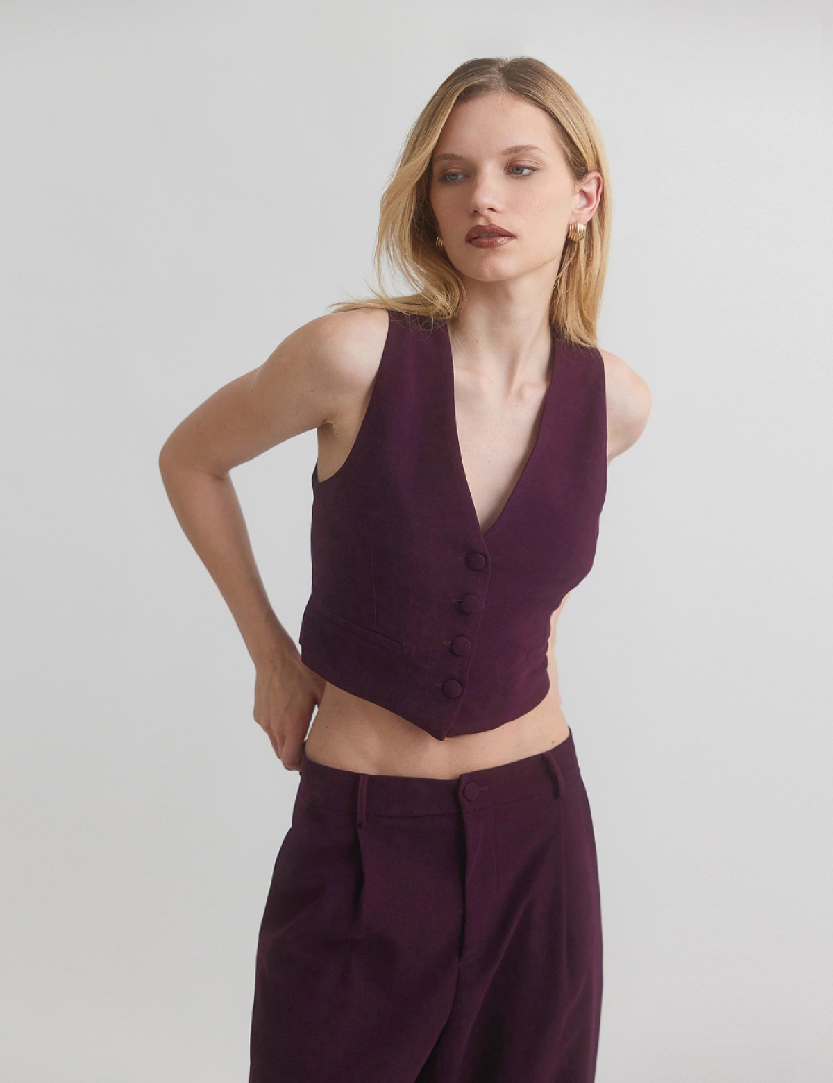 Βελούδινο κοτλέ cropped γιλέκο-22