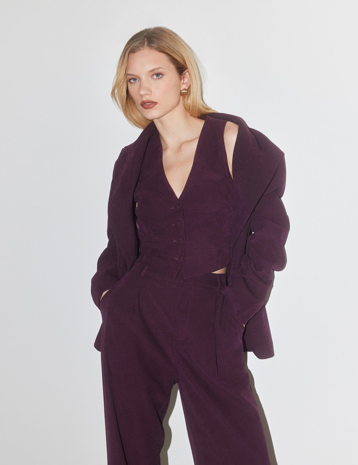 Βελούδινο κοτλέ cropped γιλέκο-25