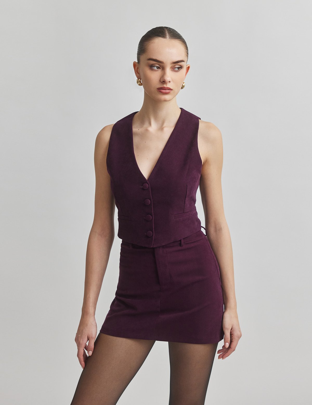 Βελούδινο κοτλέ cropped γιλέκο-17