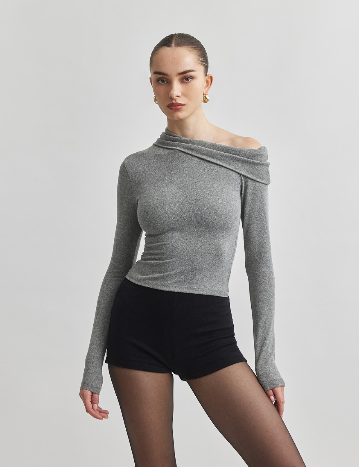 One-shoulder longsleeve blouse-4