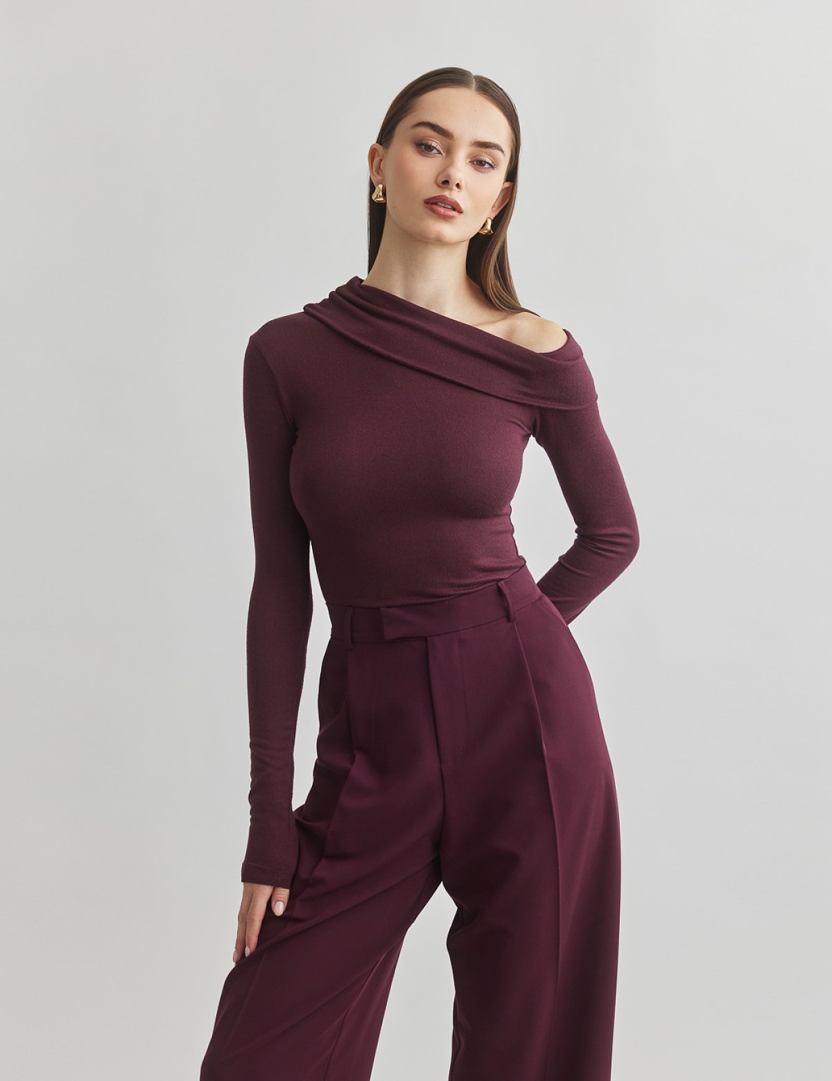 One-shoulder longsleeve blouse-0