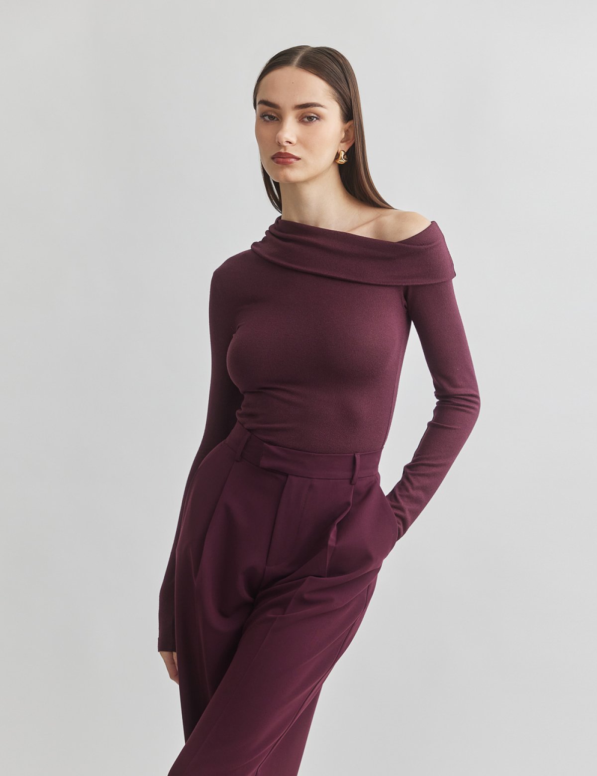 One-shoulder longsleeve blouse-2