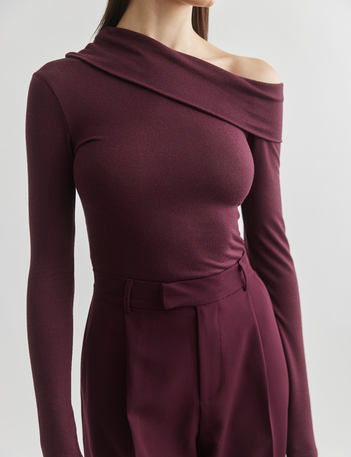 One-shoulder longsleeve blouse-1