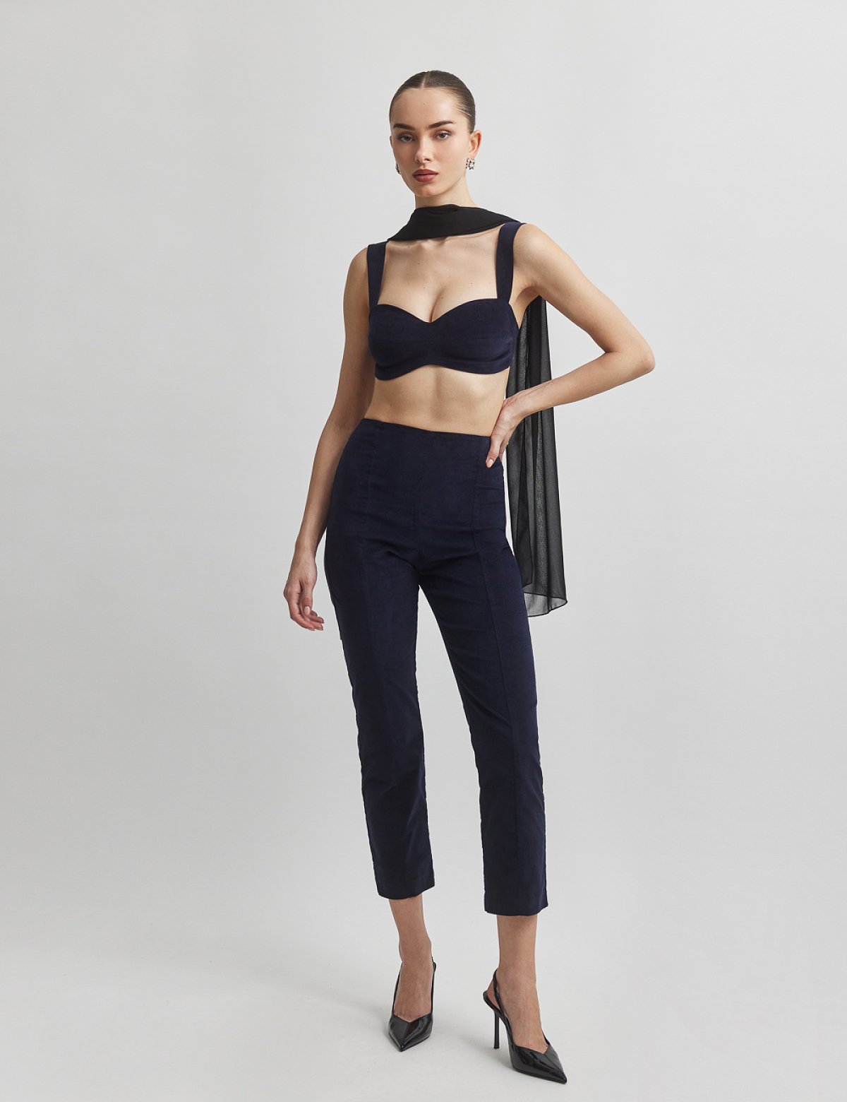 Γυναικείο βελούδινο ψηλόμεσο παντελόνι