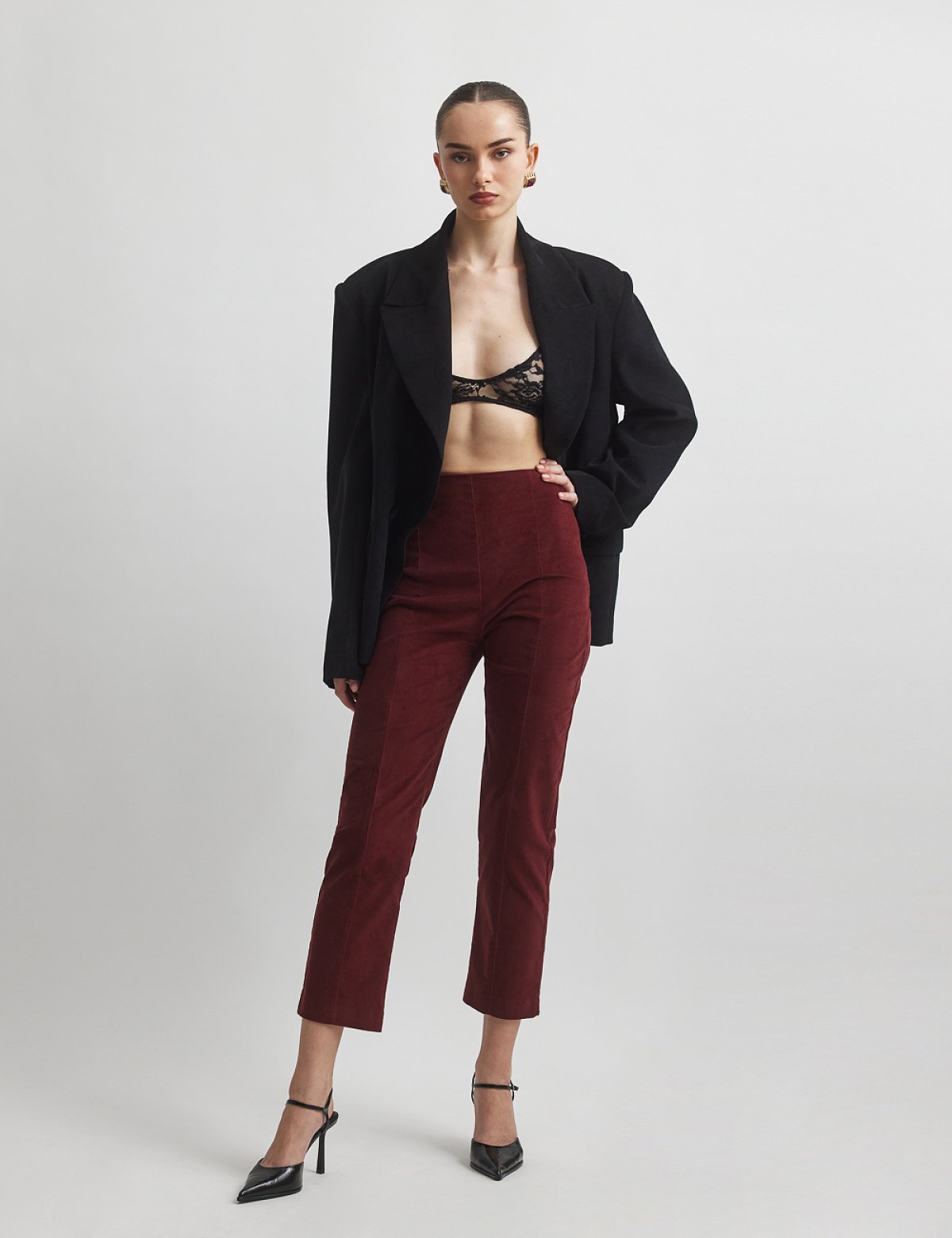 Γυναικείο βελούδινο ψηλόμεσο παντελόνι