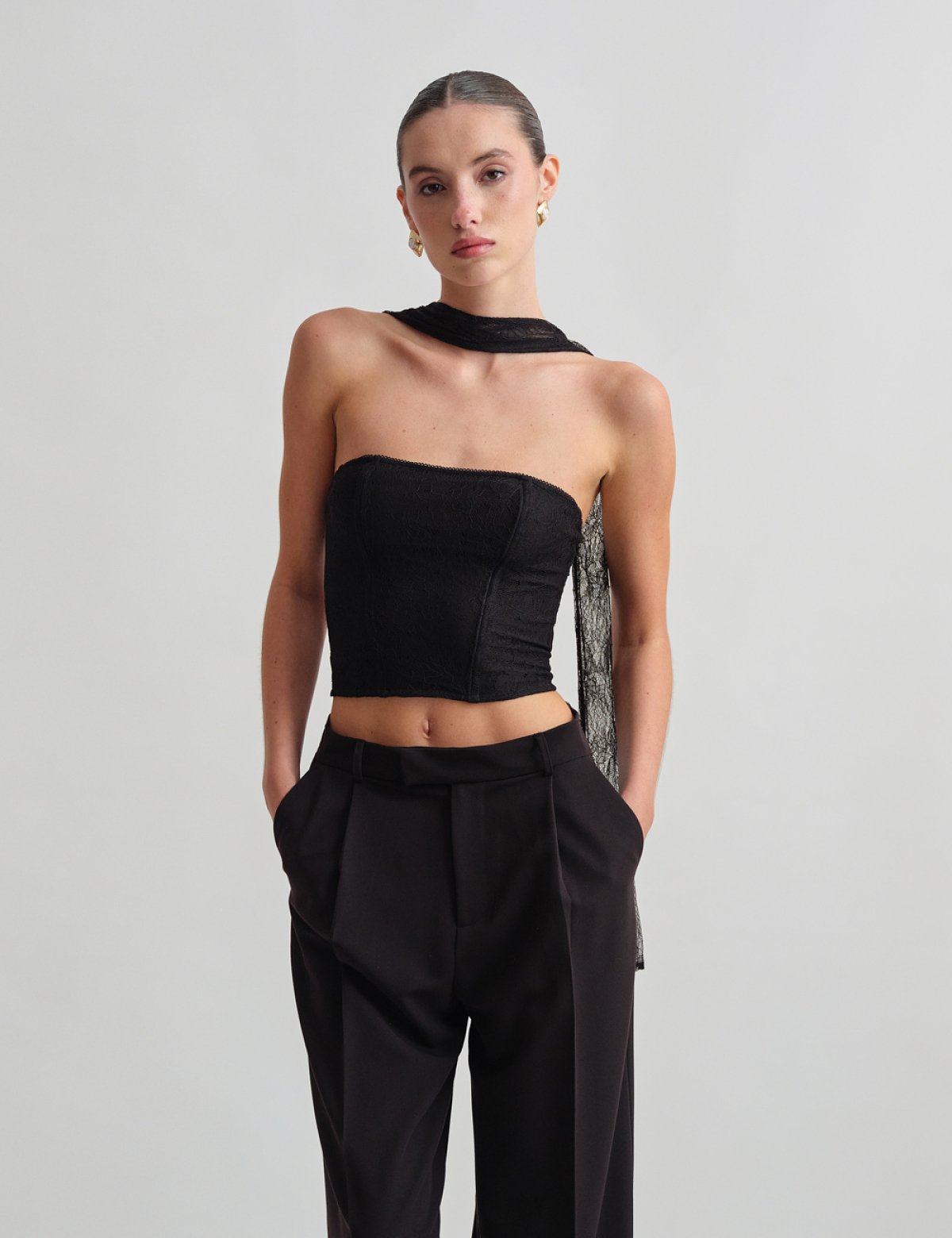 Γυναικείο κορσέ τοπ στράπλες με δαντέλα