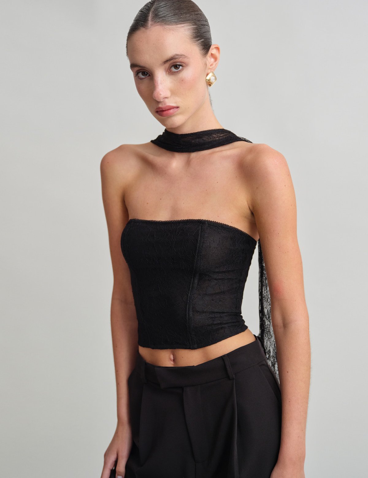 Γυναικείο κορσέ τοπ στράπλες με δαντέλα