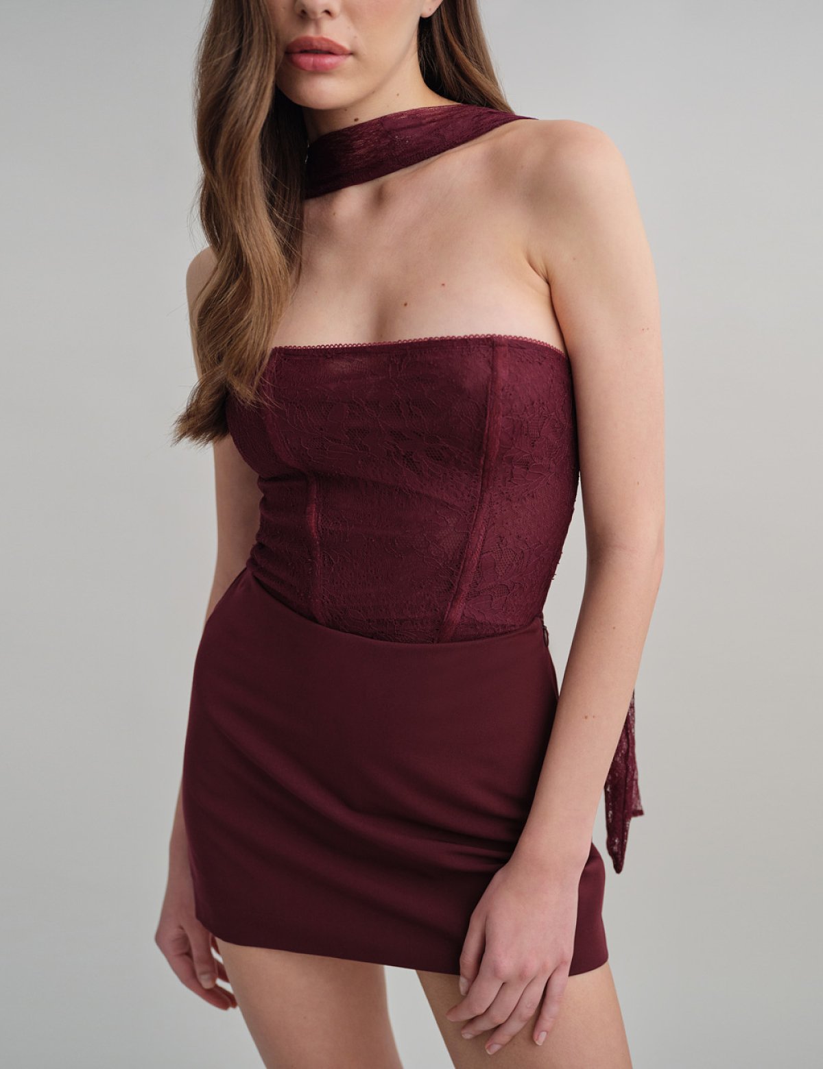 Γυναικείο κορσέ τοπ στράπλες με δαντέλα