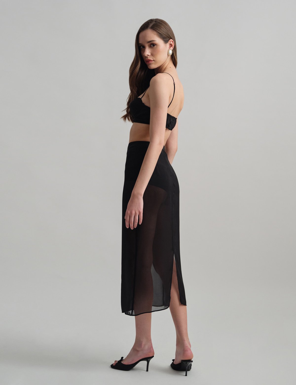 Semi-sheer midi skirt-3