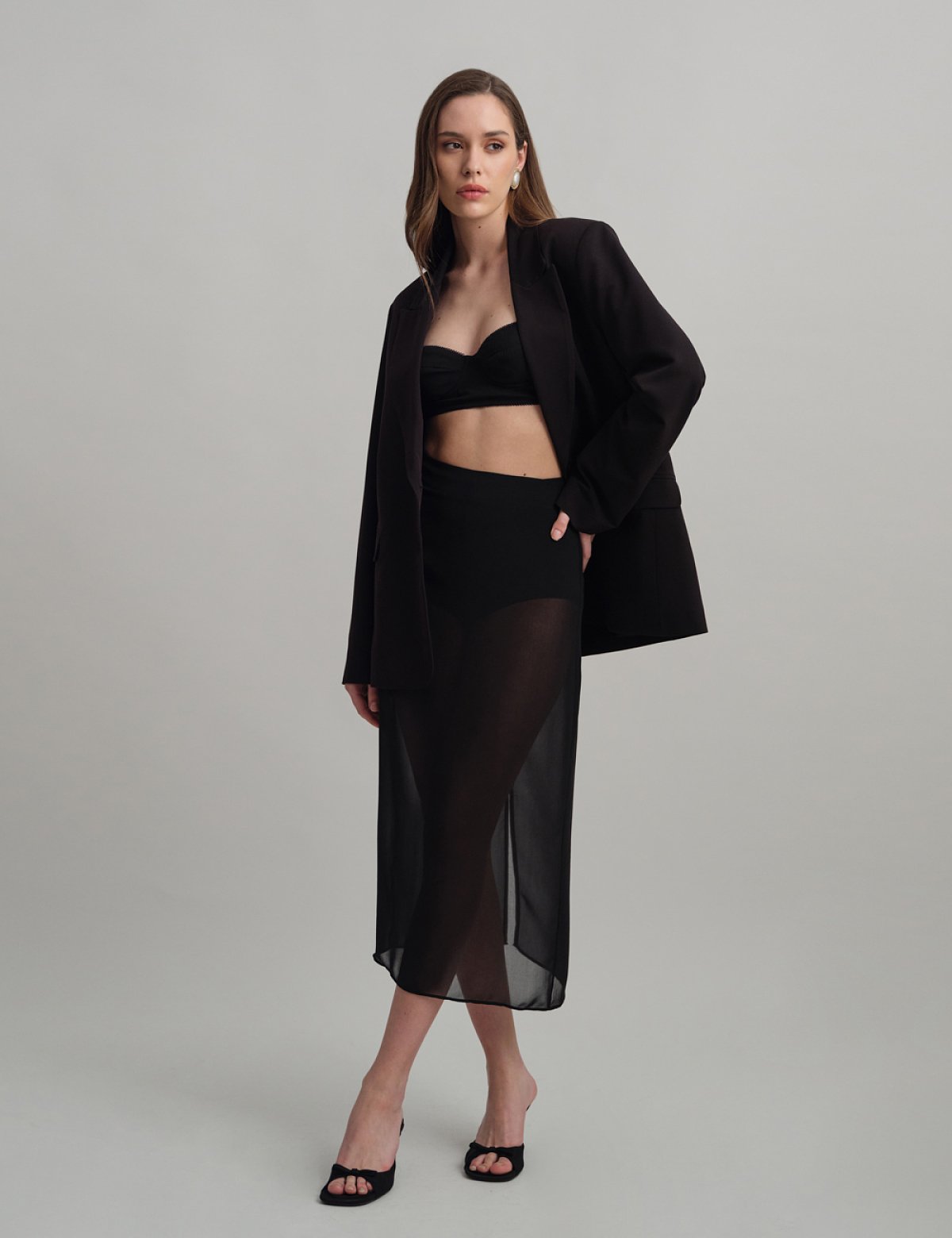 Semi-sheer midi skirt-4