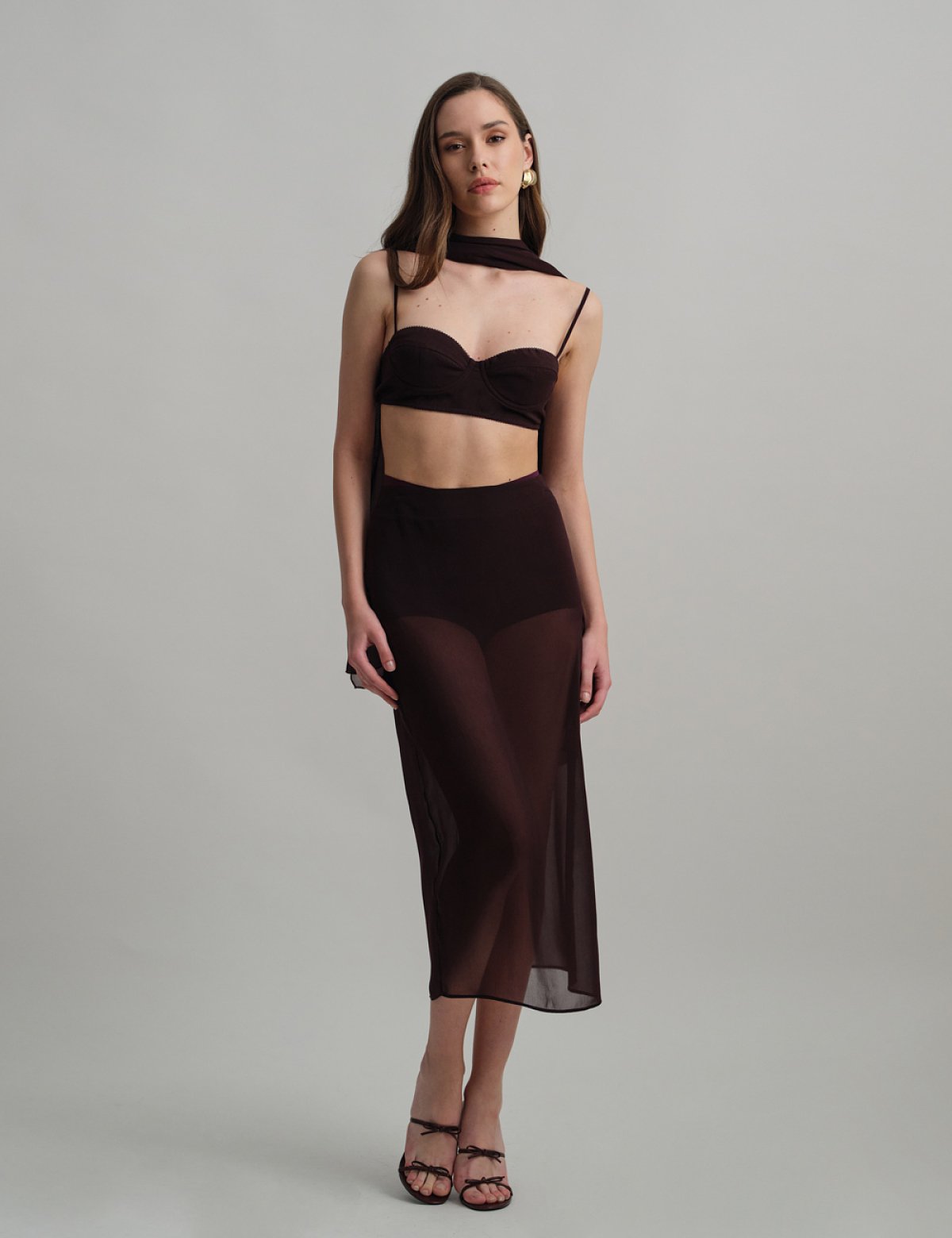 Semi-sheer midi skirt-1