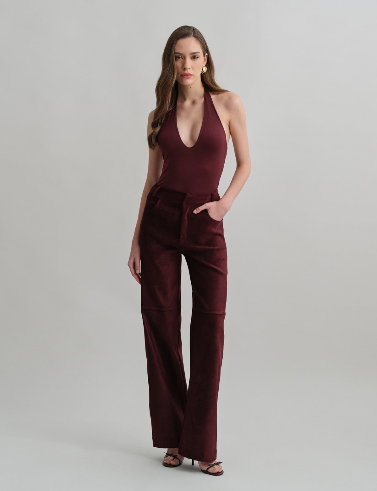Trousers with suede texture-3