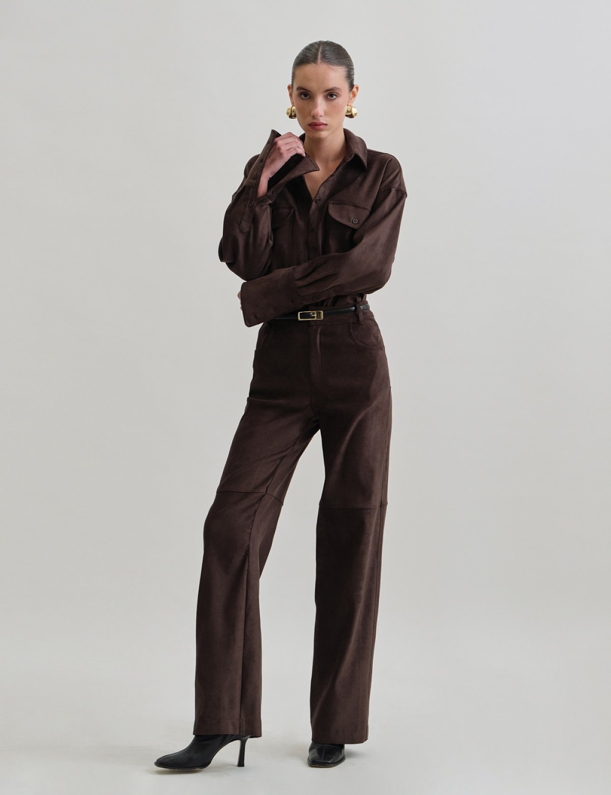 Trousers with suede texture-1