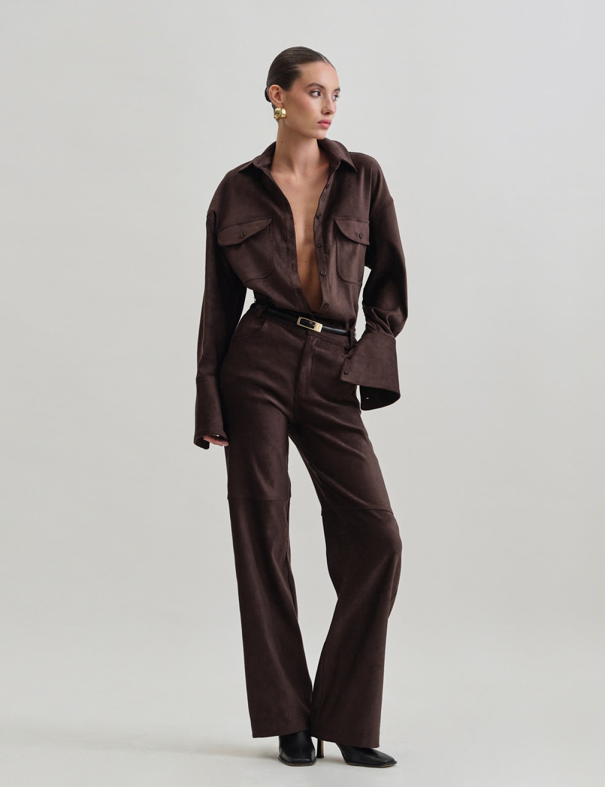 Trousers with suede texture-0