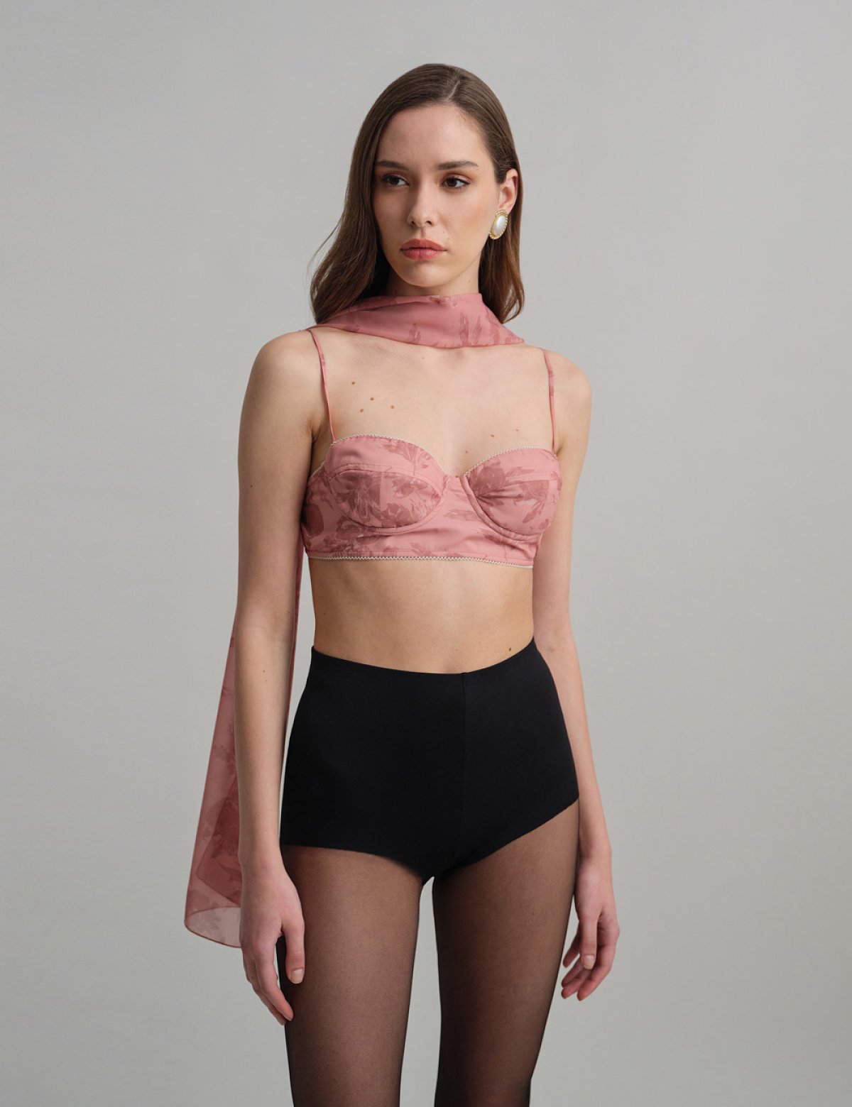 Γυναικείο bustier τοπ εμπριμέ ροζ