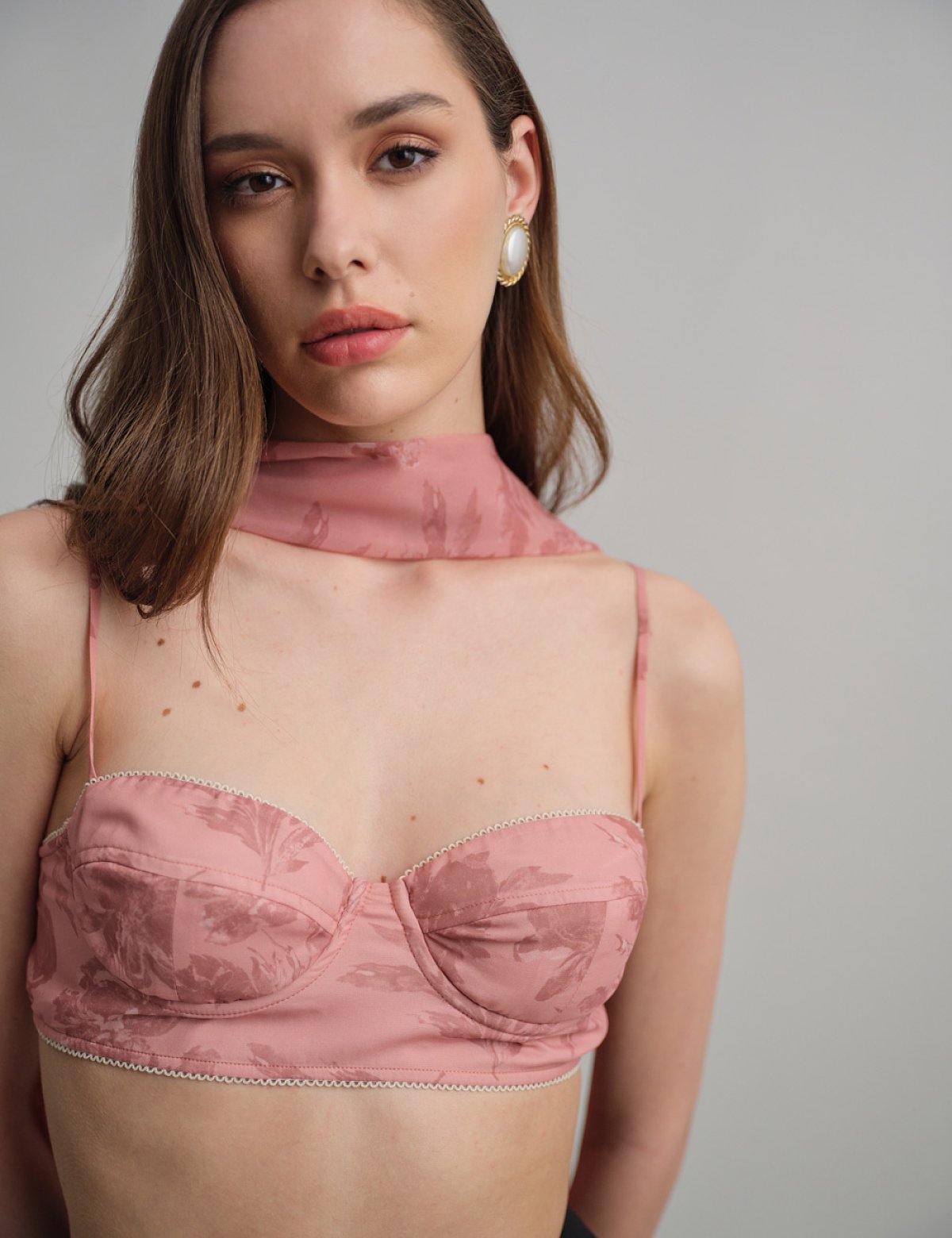 Γυναικείο bustier τοπ εμπριμέ ροζ