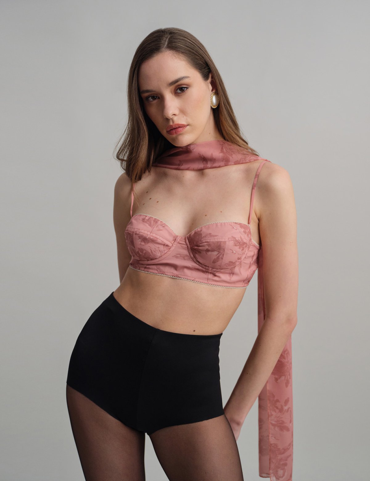 Γυναικείο bustier τοπ εμπριμέ ροζ