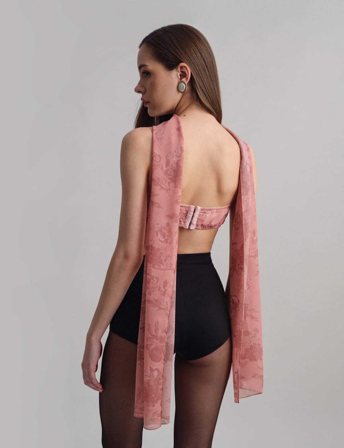 Γυναικείο bustier τοπ εμπριμέ ροζ