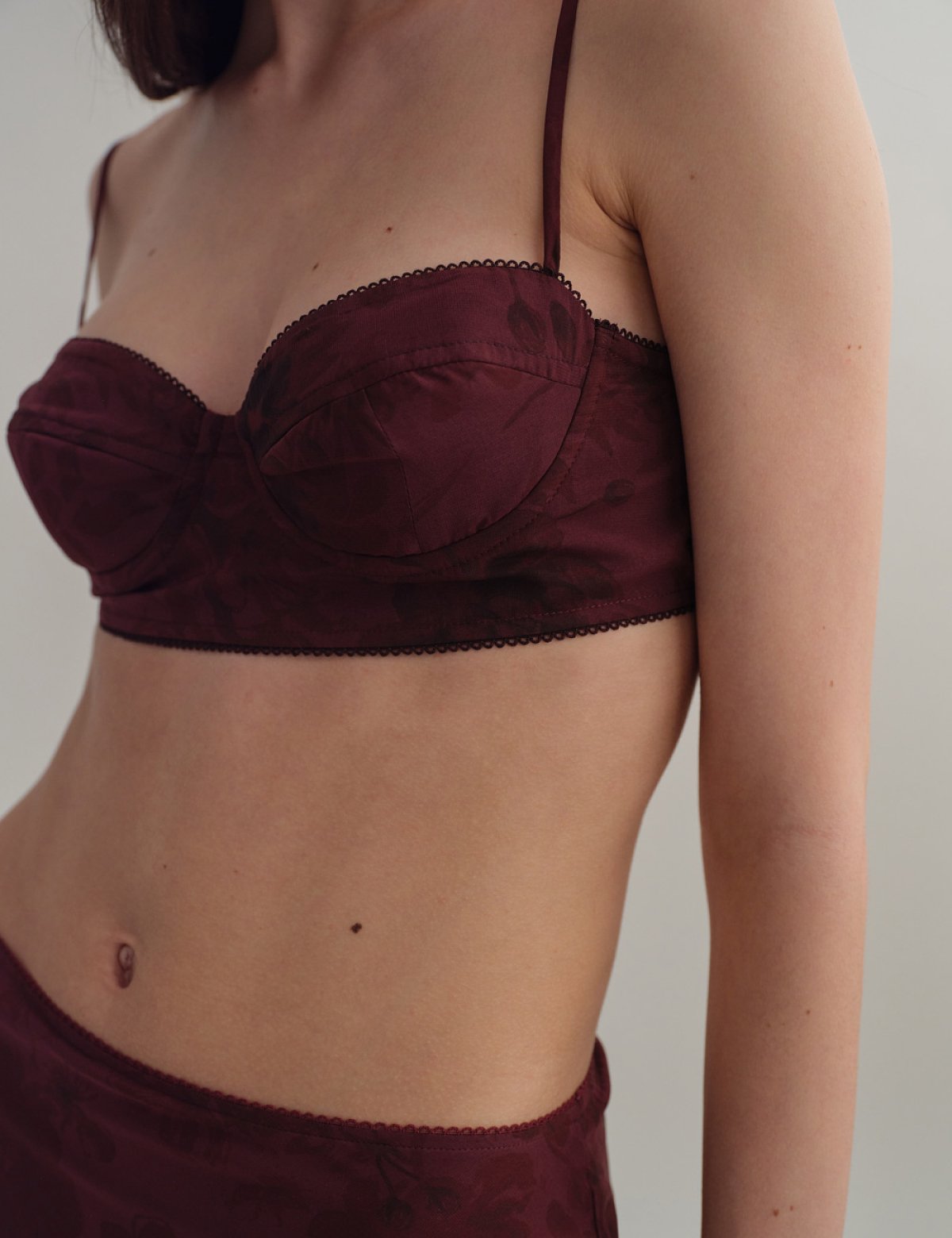 Γυναικείο bustier τοπ εμπριμέ μελιτζανί