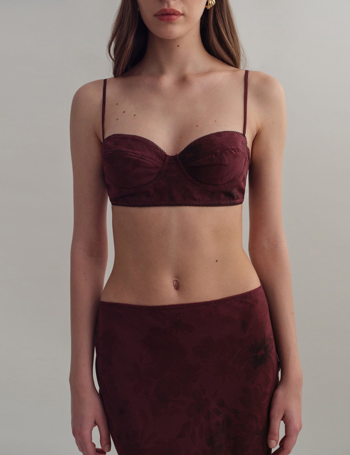 Γυναικείο bustier τοπ εμπριμέ μελιτζανί