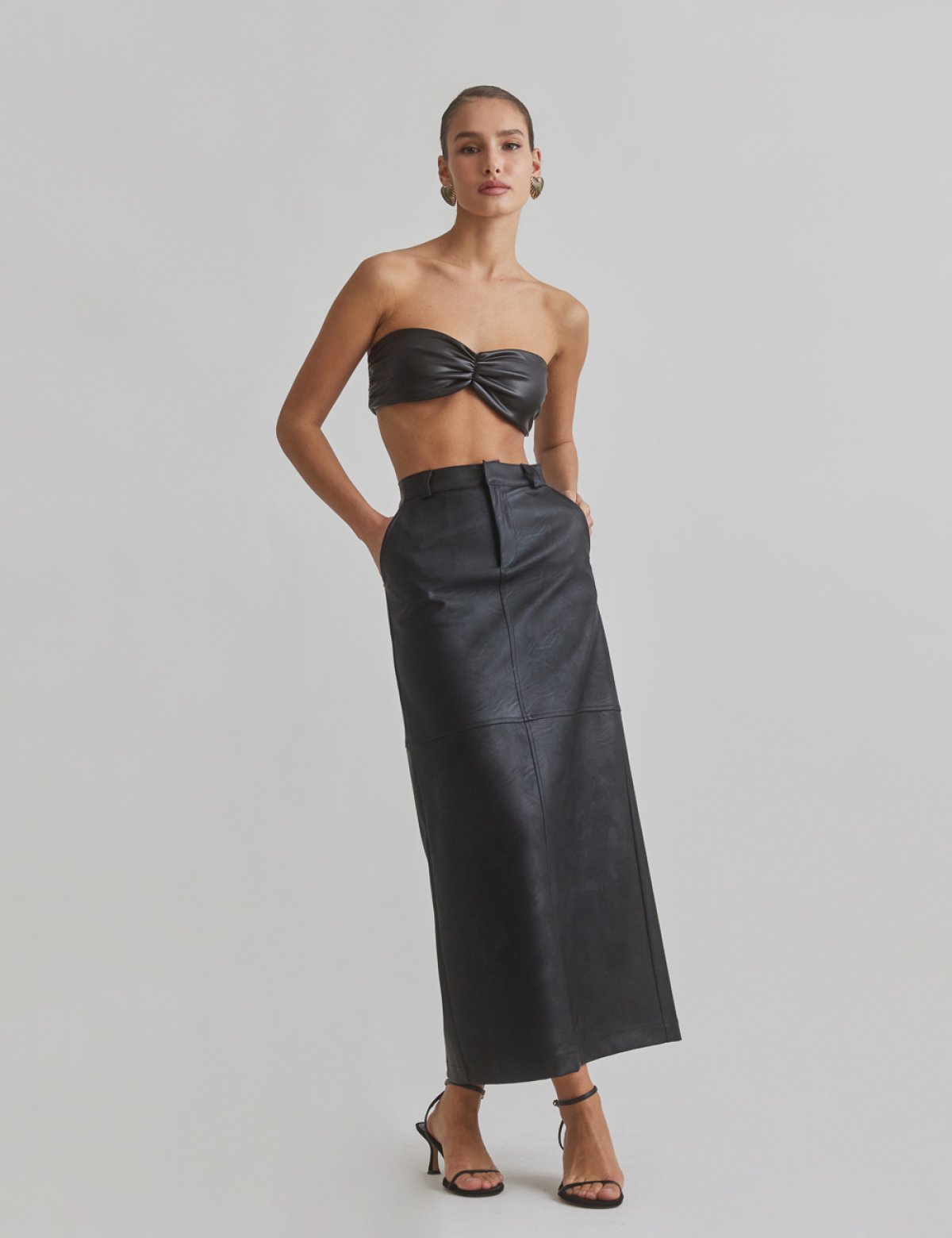 Faux leather maxi skirt-1