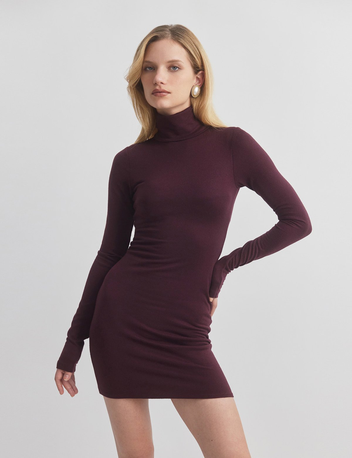 Knit turtleneck mini dress-2