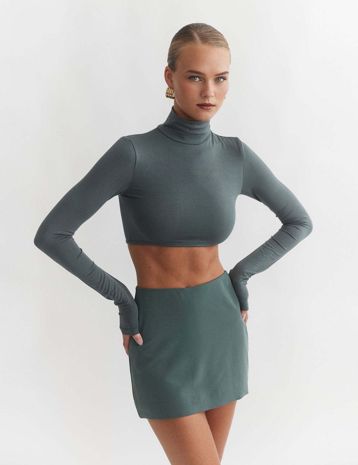 Textured skort with zipper-69