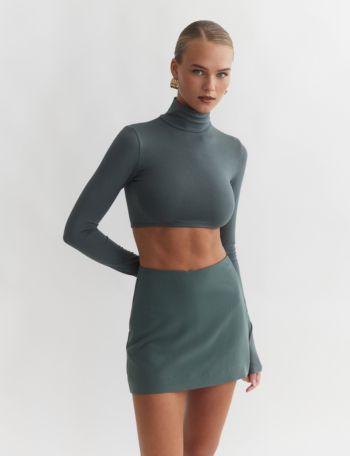 Textured skort with zipper-62