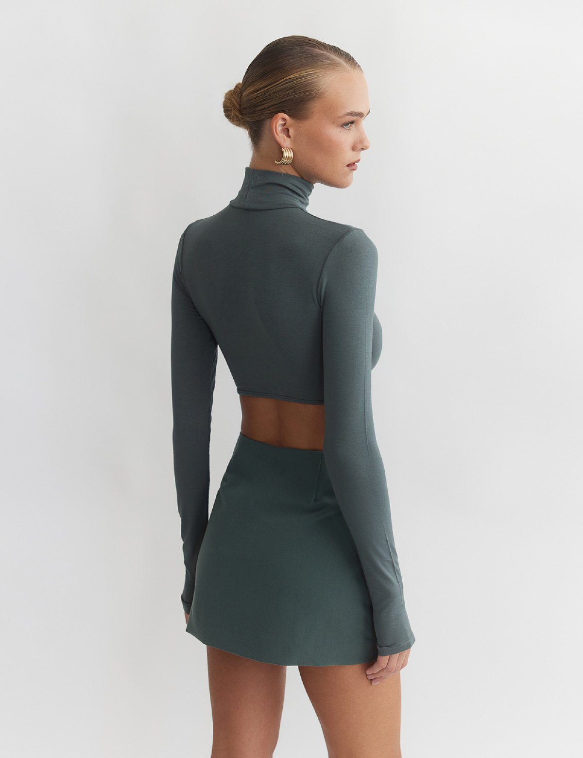 Textured skort with zipper-70