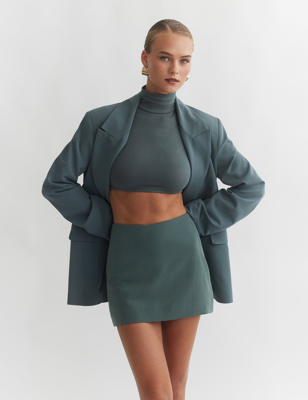 Textured skort with zipper-64