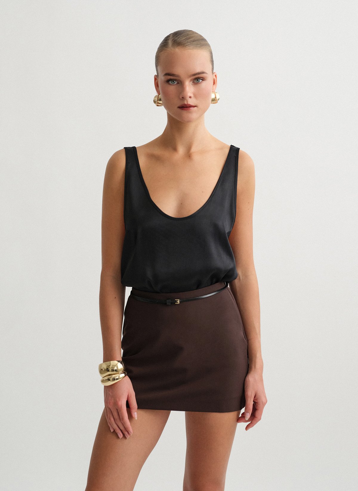 Textured skort with zipper-4