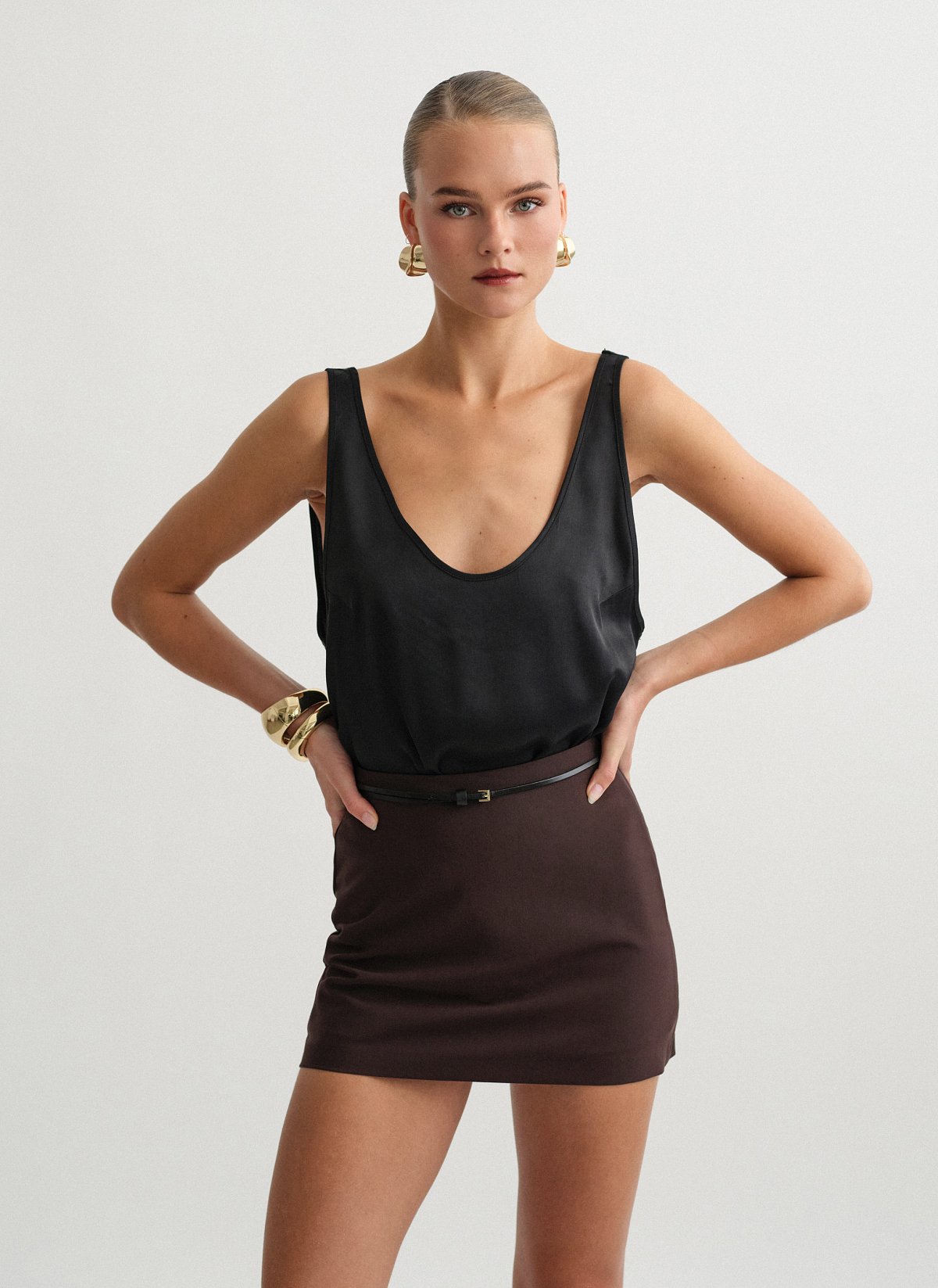 Textured skort with zipper-5