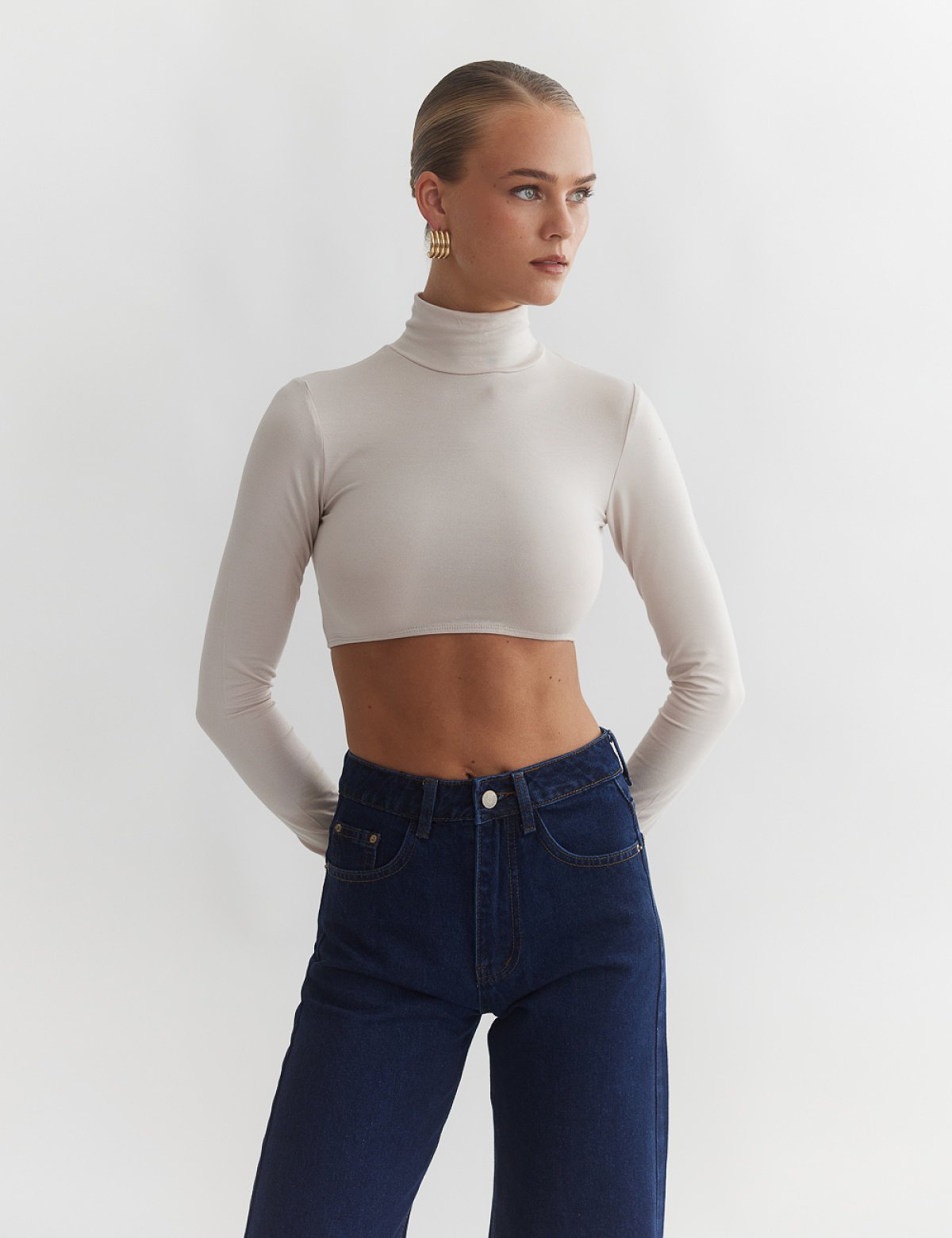 Γυναικείο μακρυμάνικο crop τοπ ζιβάγκο bamboo