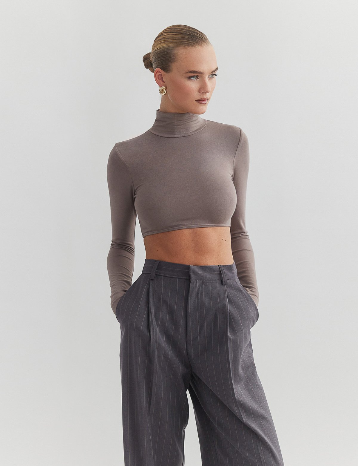 Γυναικείο μακρυμάνικο crop τοπ ζιβάγκο bamboo