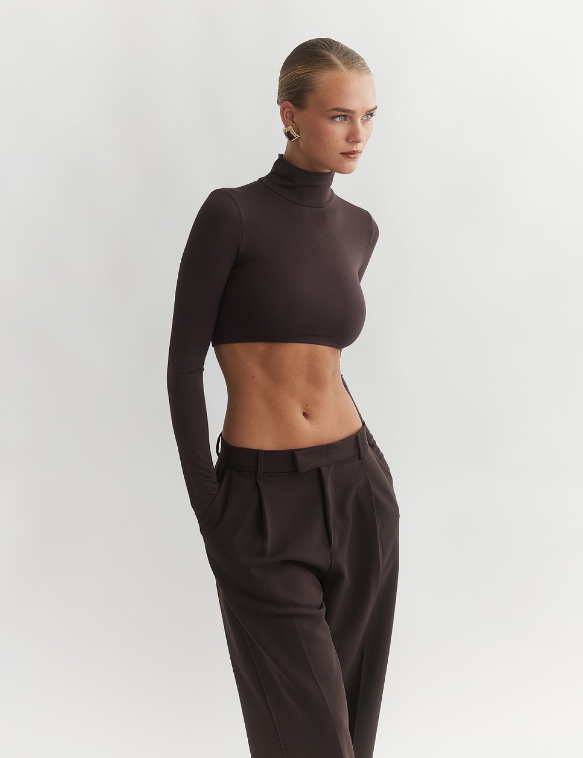 Γυναικείο μακρυμάνικο crop τοπ ζιβάγκο bamboo