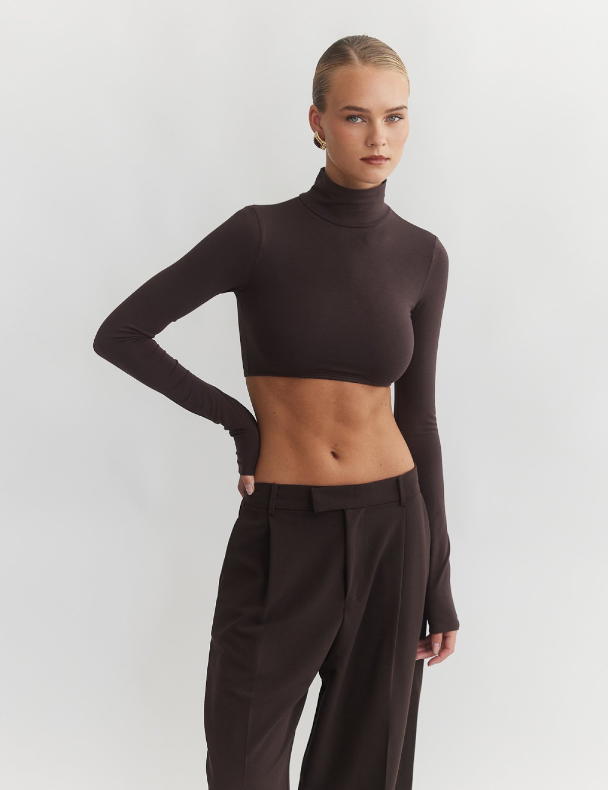 Γυναικείο μακρυμάνικο crop τοπ ζιβάγκο bamboo