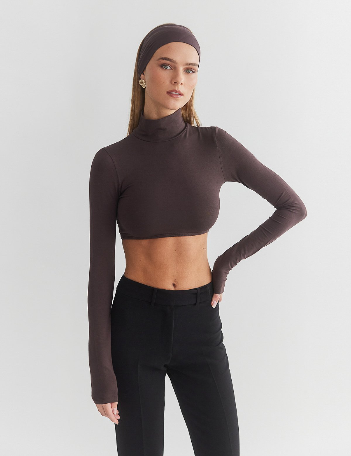 Γυναικείο μακρυμάνικο crop τοπ ζιβάγκο bamboo