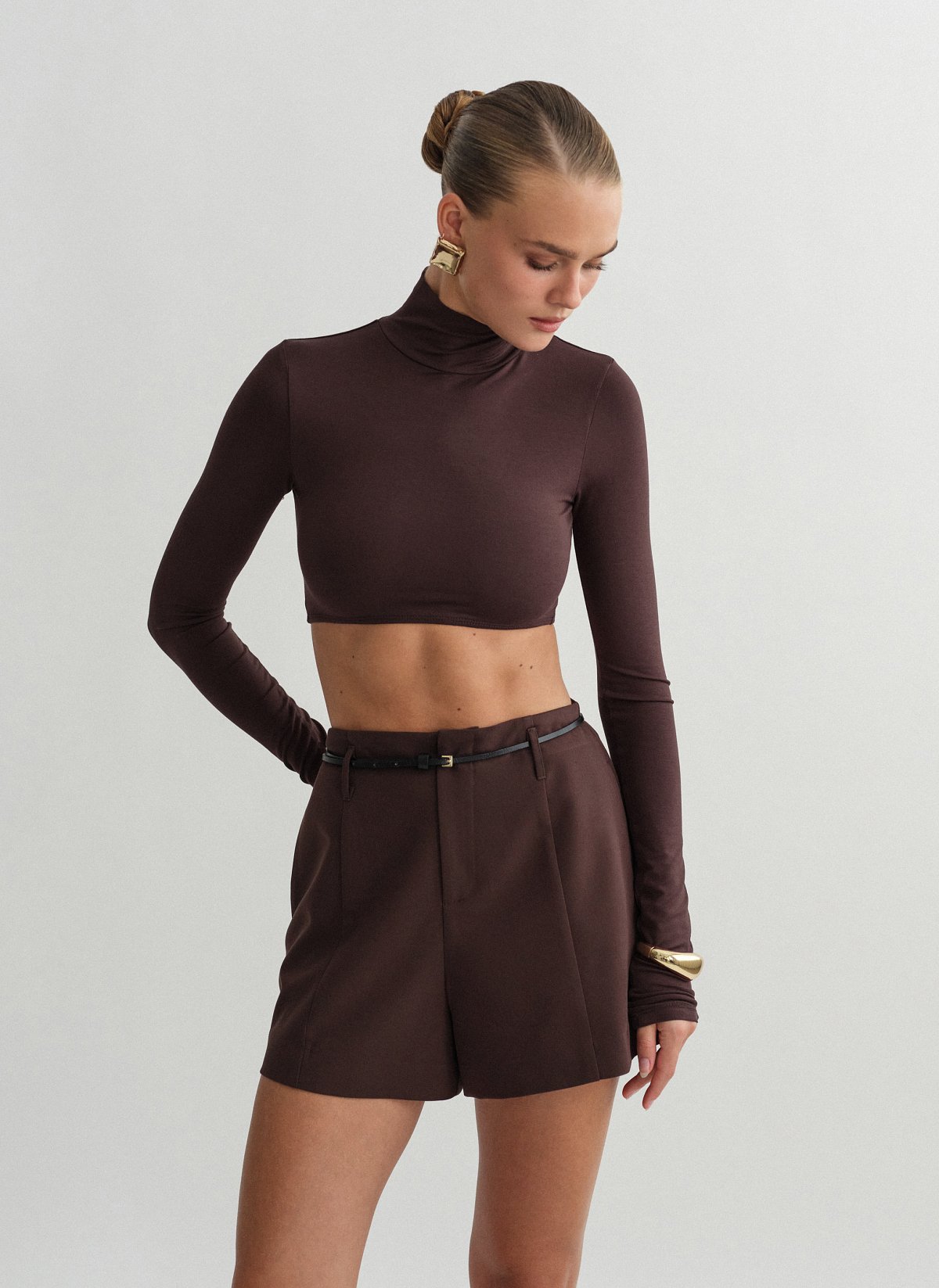 Γυναικείο μακρυμάνικο crop τοπ ζιβάγκο bamboo